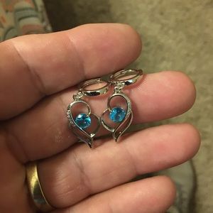 925 Stamped Fashion Jewelry High Quality Blue, Pink Crystal Zircon Earrings